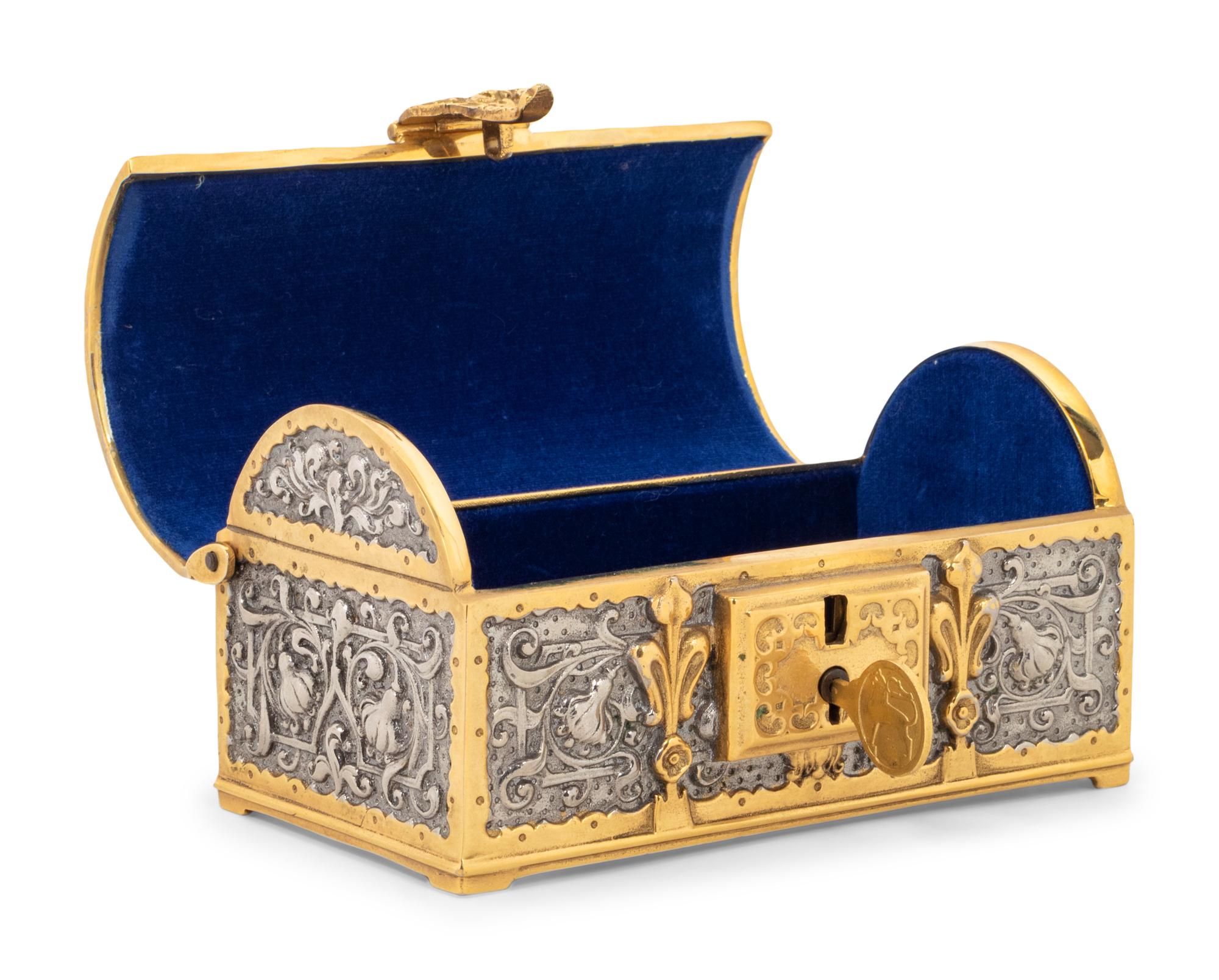 A German Baroque Style Gilt and Silvered Metal Table Casket