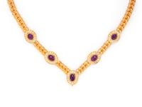 VAN CLEEF & ARPELS, YELLOW GOLD, AMETHYST AND DIAMOND NECKLACE