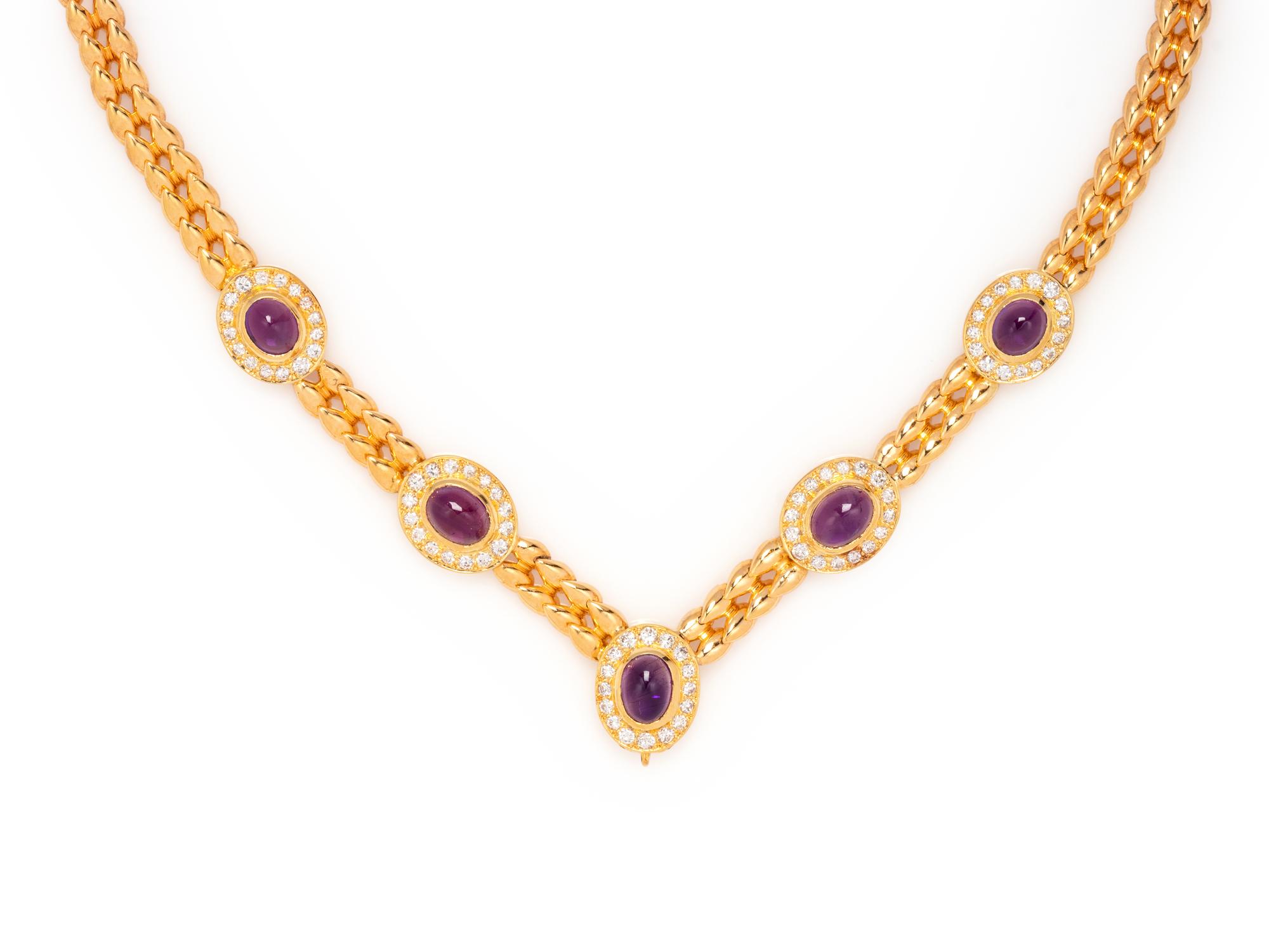 VAN CLEEF & ARPELS, YELLOW GOLD, AMETHYST AND DIAMOND NECKLACE