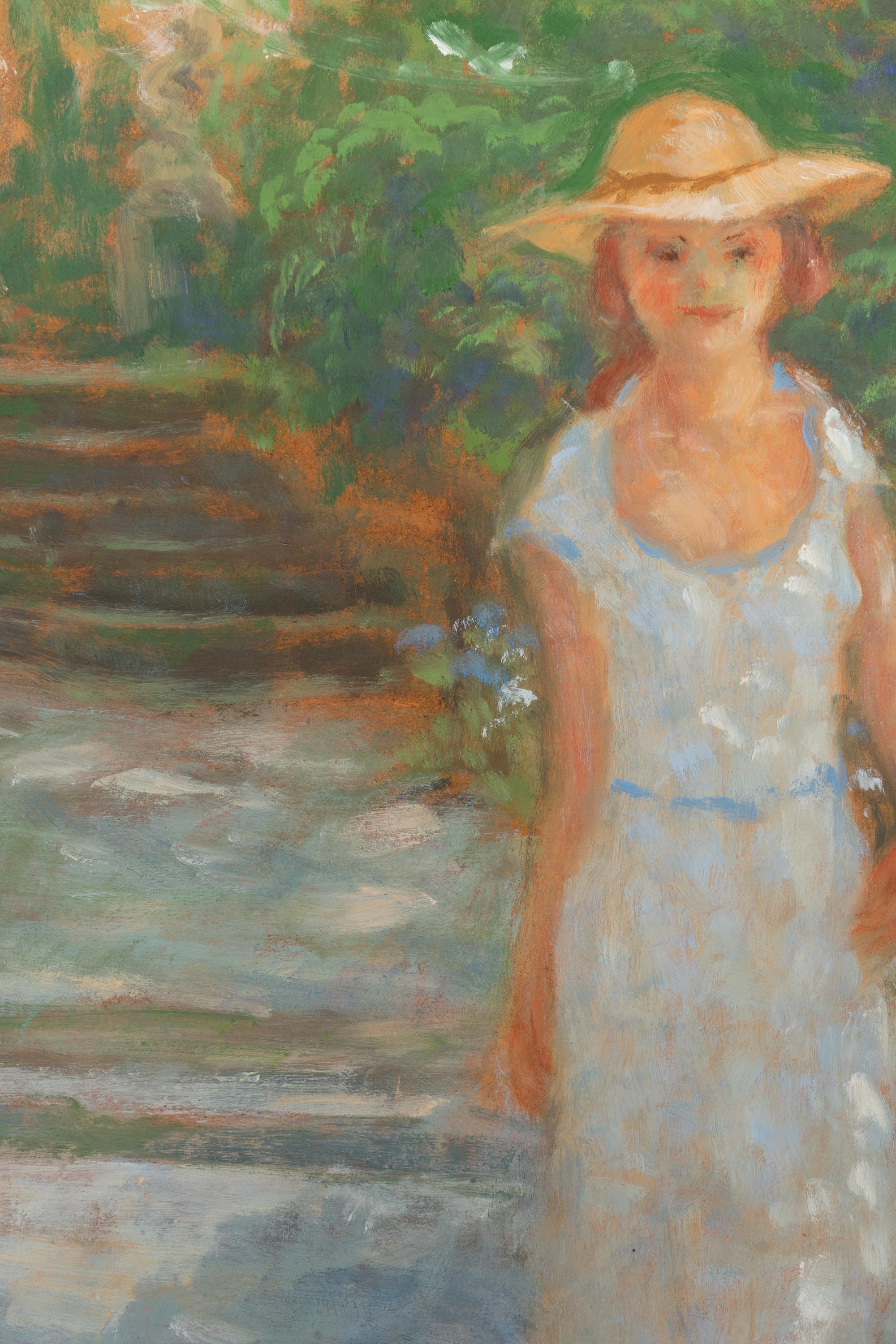 A Woman Strolling in a Garden