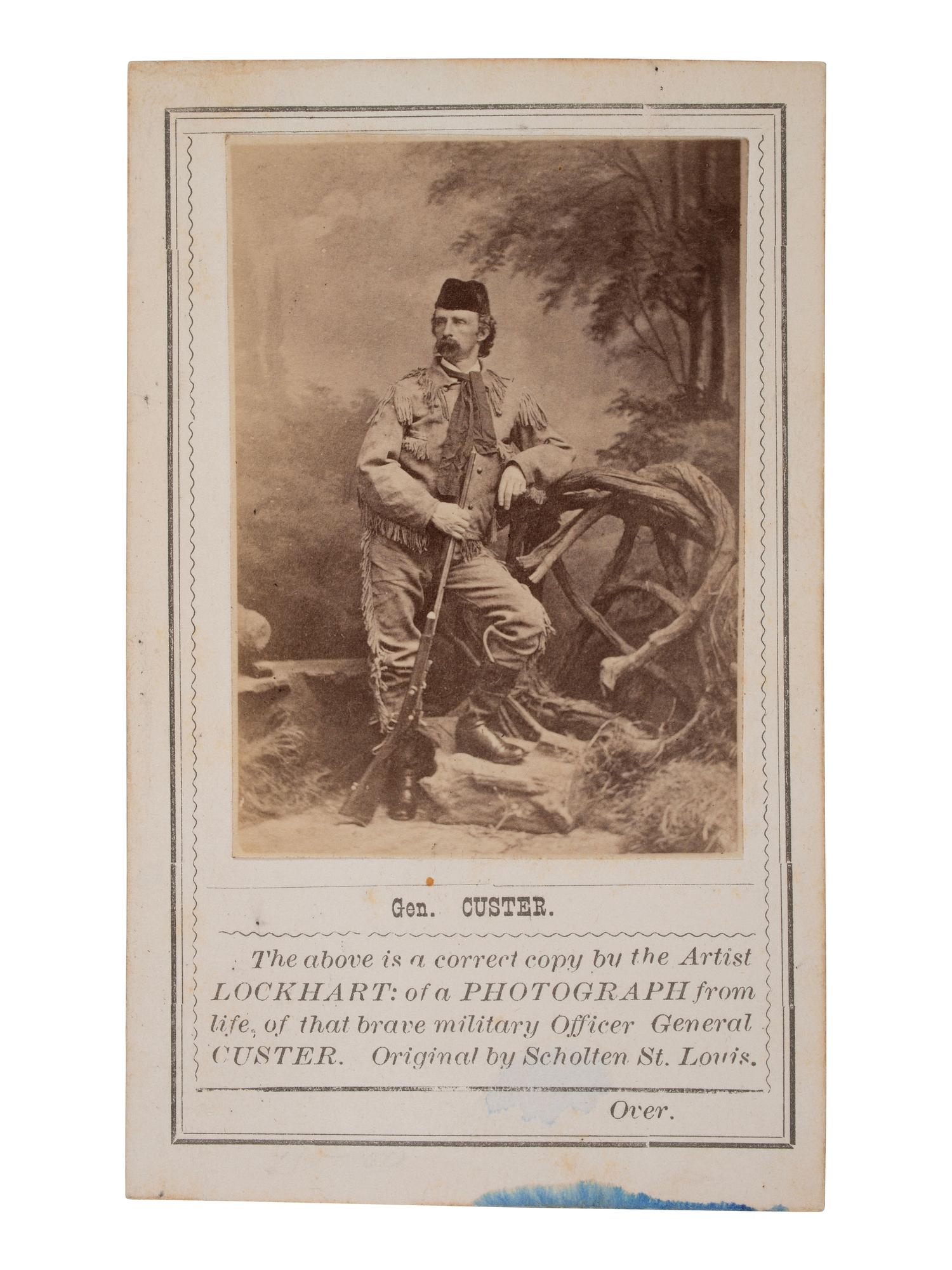[CUSTER, George Armstrong]. SCHOLTEN, James A., photog. CDV of George Armstrong Custer in buckskins. [ With :] CDV of Grand Duke Alexis.