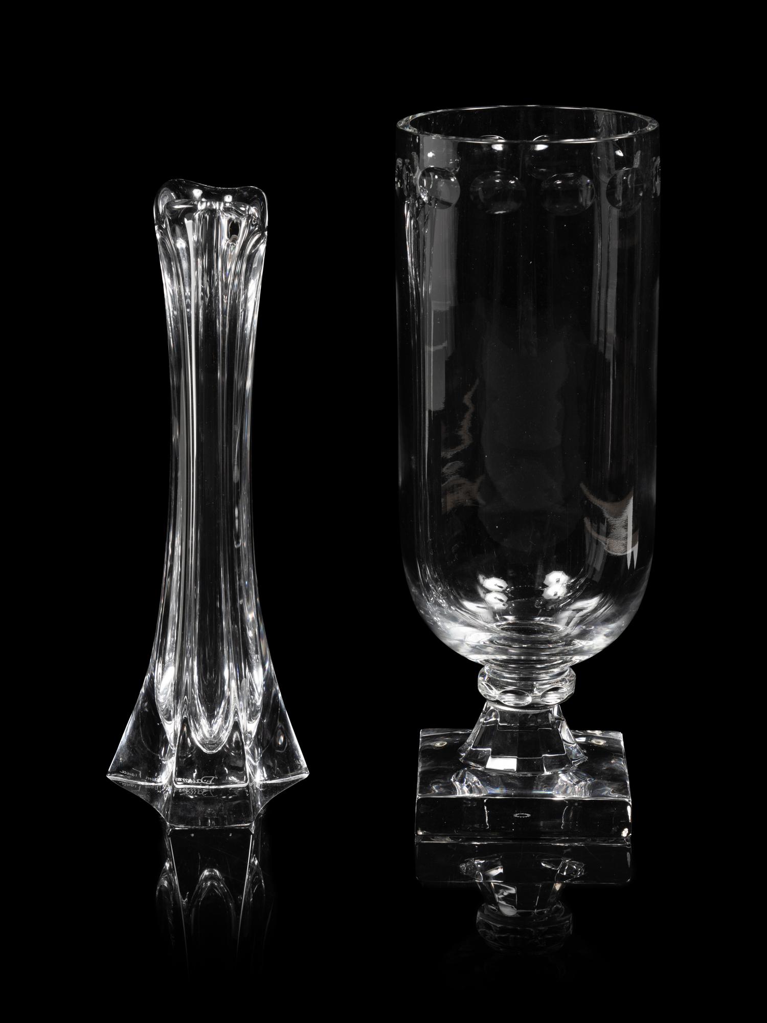 A Daum Glass Vase and a William Yeoward Glass Lucia Vase