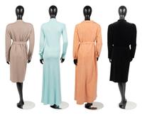 Five Halston Pieces: One Two-Piece Ensemble, Two Dresses, One Ultrasuede Dress Attributed to Halston, 1970s