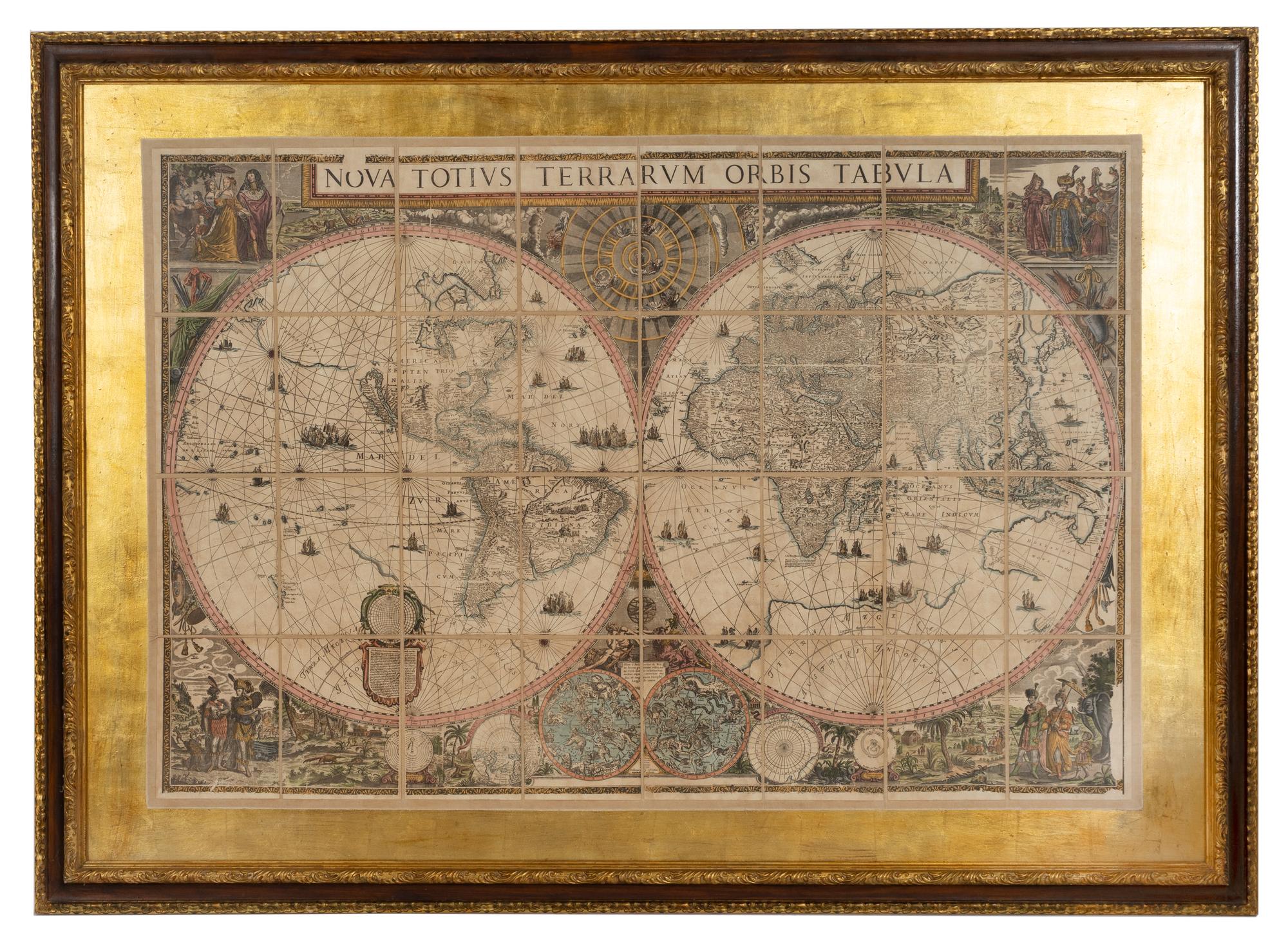 A Large Nova Totius Terrarum Orbis Tabula Map on Linen