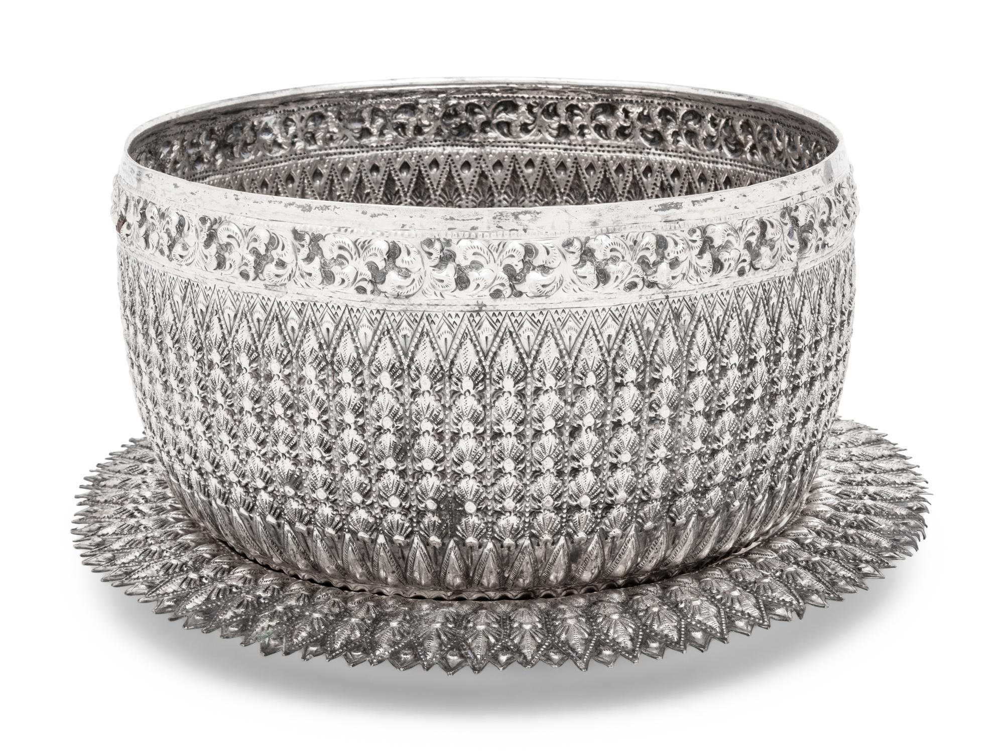 A Southeast Asian Silver Center Bowl and Underplate