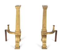 A Pair of Continental Bronze Oversize Andirons — 19TH/20TH CENTURY