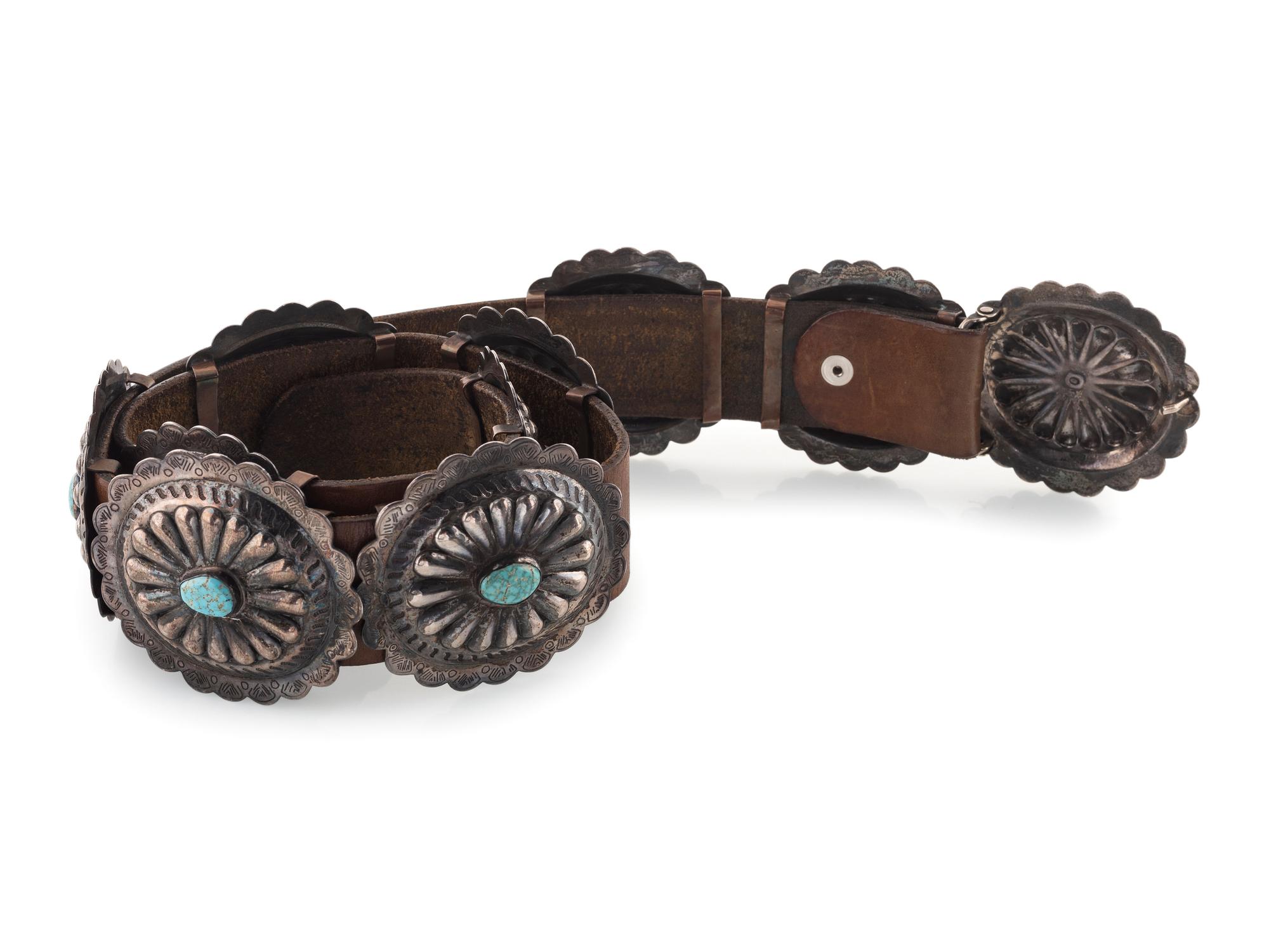 Navajo Silver and Kingman Turquoise Concha Belt