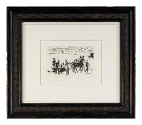 A pair of prints ( El Arrastre ; Los Cabestros retiran al Toro Manso ) from ' José Delgado: La Tauromaquia ', 1957