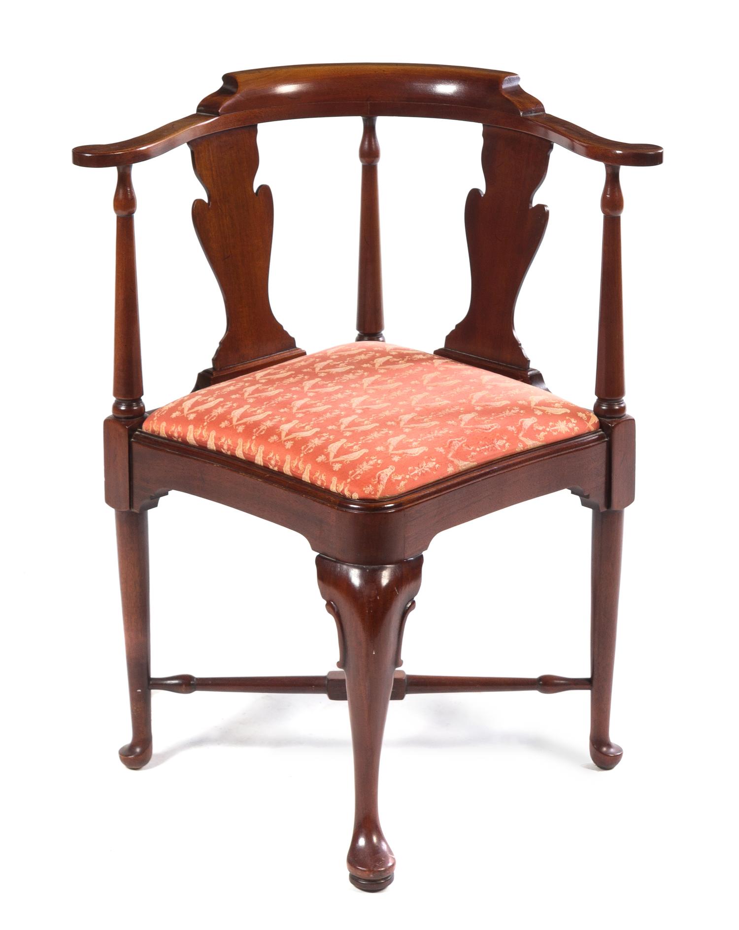 A Georgian Style Corner Chair Height 33 1/2 inches.
