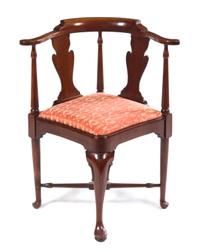 A Georgian Style Corner Chair Height 33 1/2 inches.