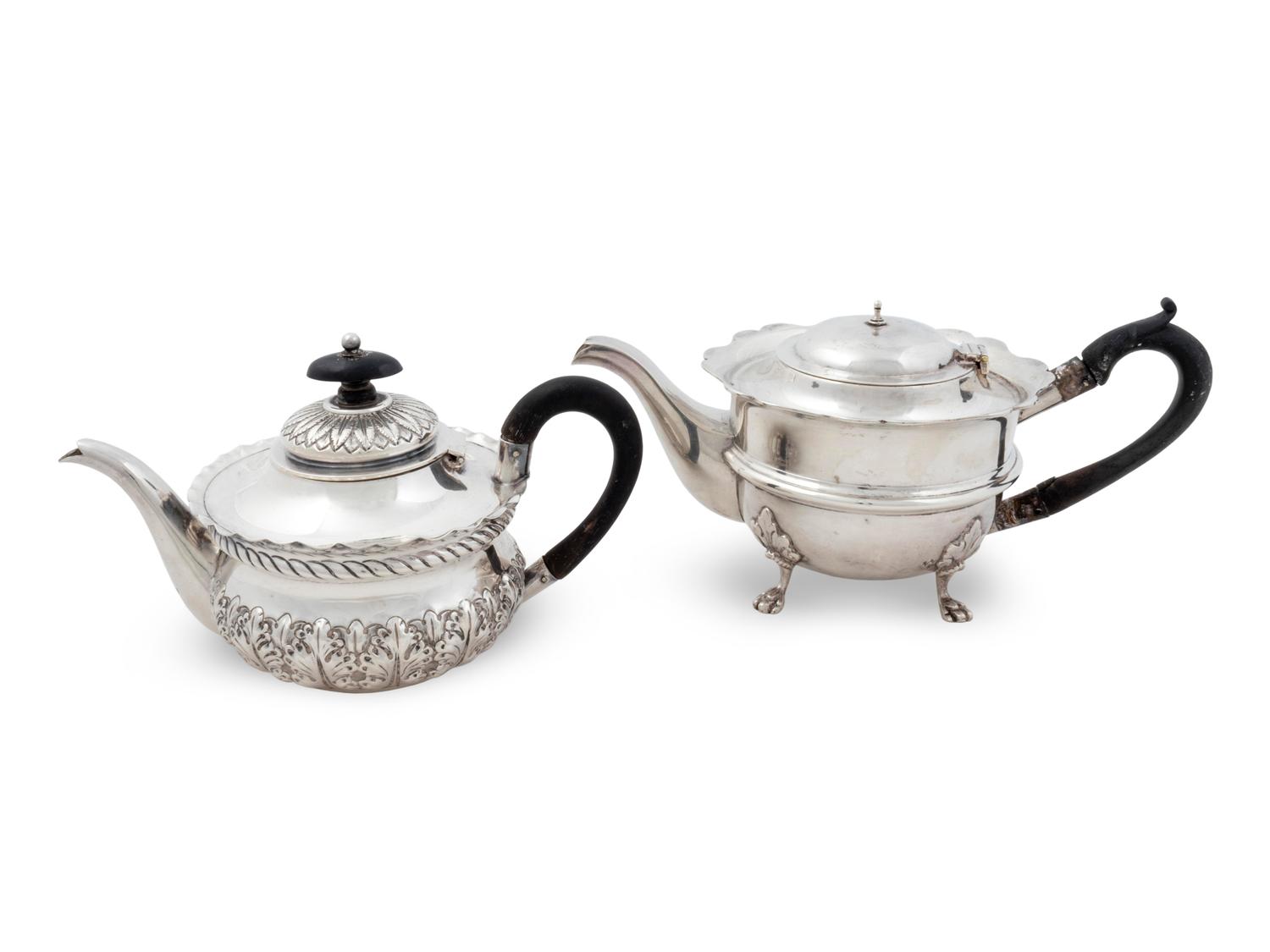 Two English Silver Teapots — Late 19th/Early 20th Century