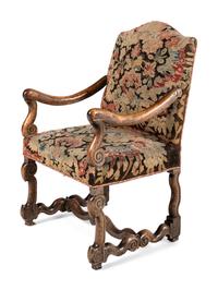 A Pair of Louis XIII Walnut Fauteuils with Gros Point Upholstery