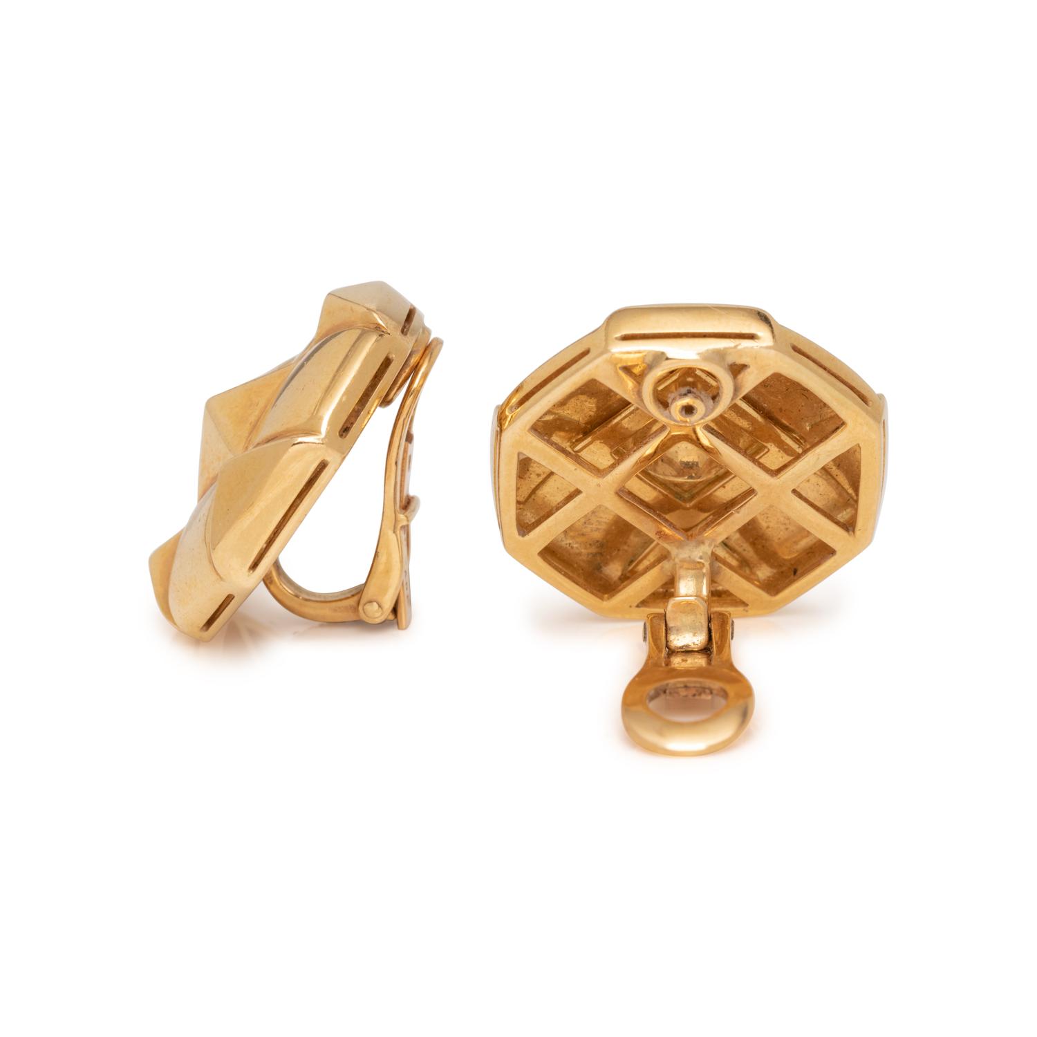 BVLGARI, YELLOW GOLD EARCLIPS
