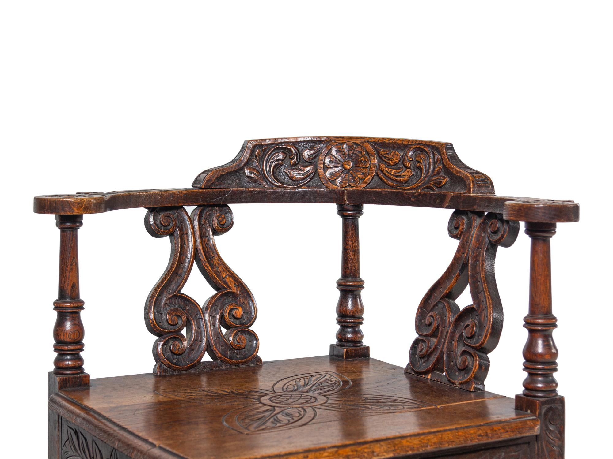 A William and Mary Style Oak Corner Chair