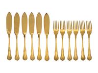A French Gold-Plated Fish Service for Twelve