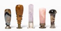 A Collection of Five Hardstone Seals, Height of tallest 2 3/4 inches.