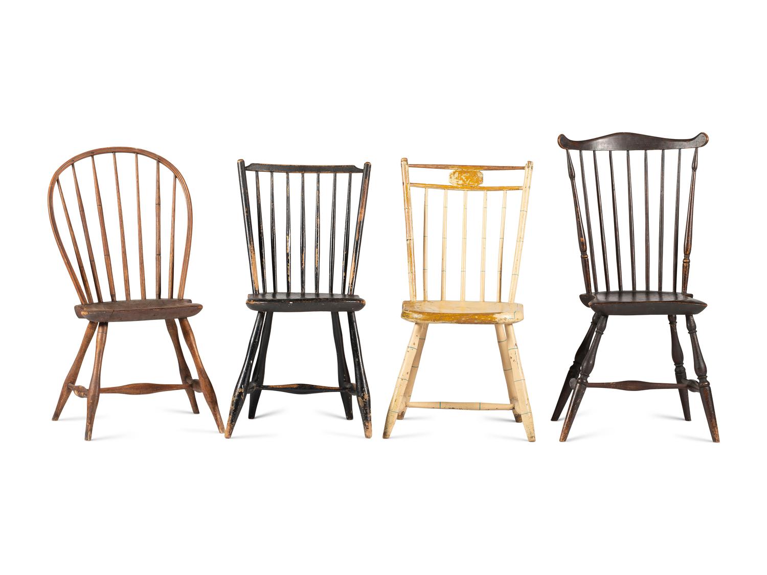 An Assembled Group of Four Windsor Chairs