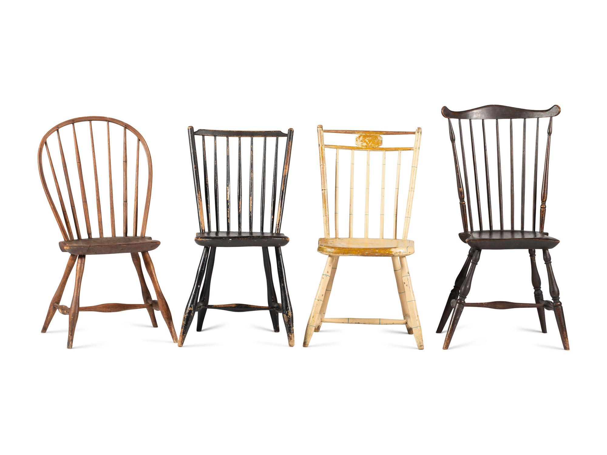 An Assembled Group of Four Windsor Chairs