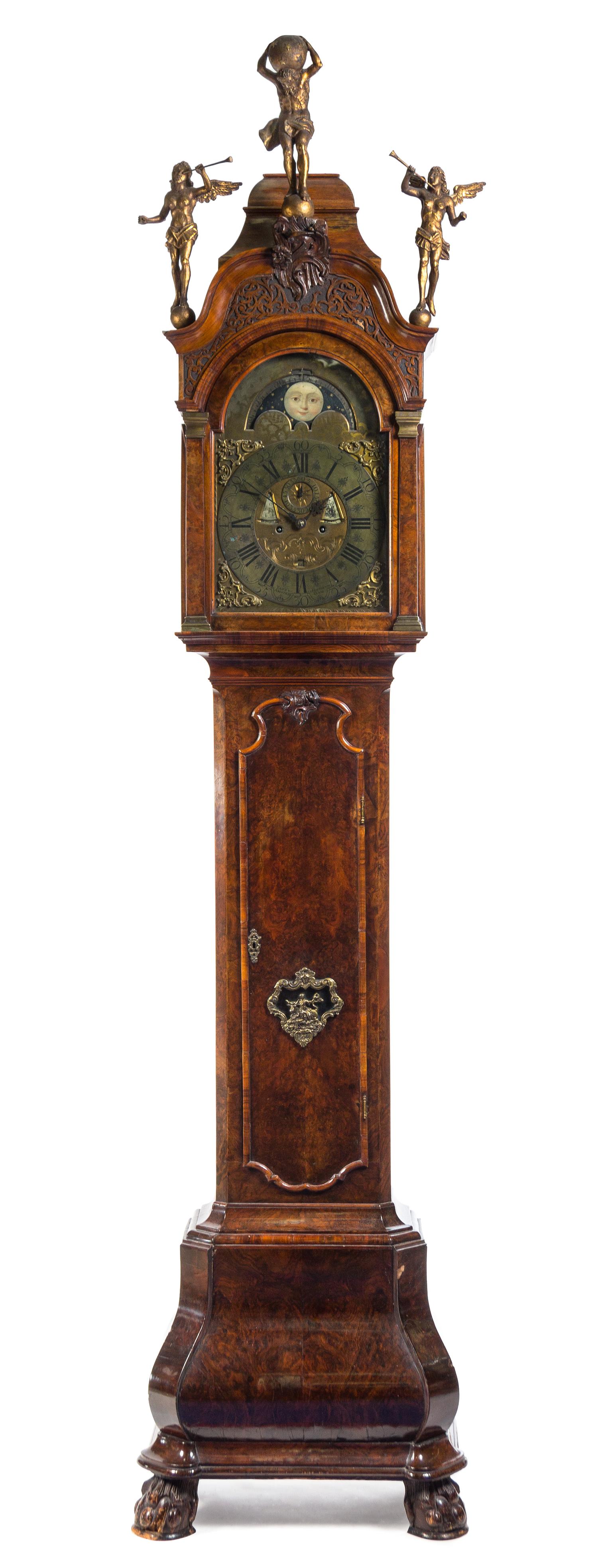 A Dutch Burlwood Tall Case Clock Height 100 1/2 inches. — TAPPE EN HOFFMAN, AMSTERDAM, 18TH CENTURY
