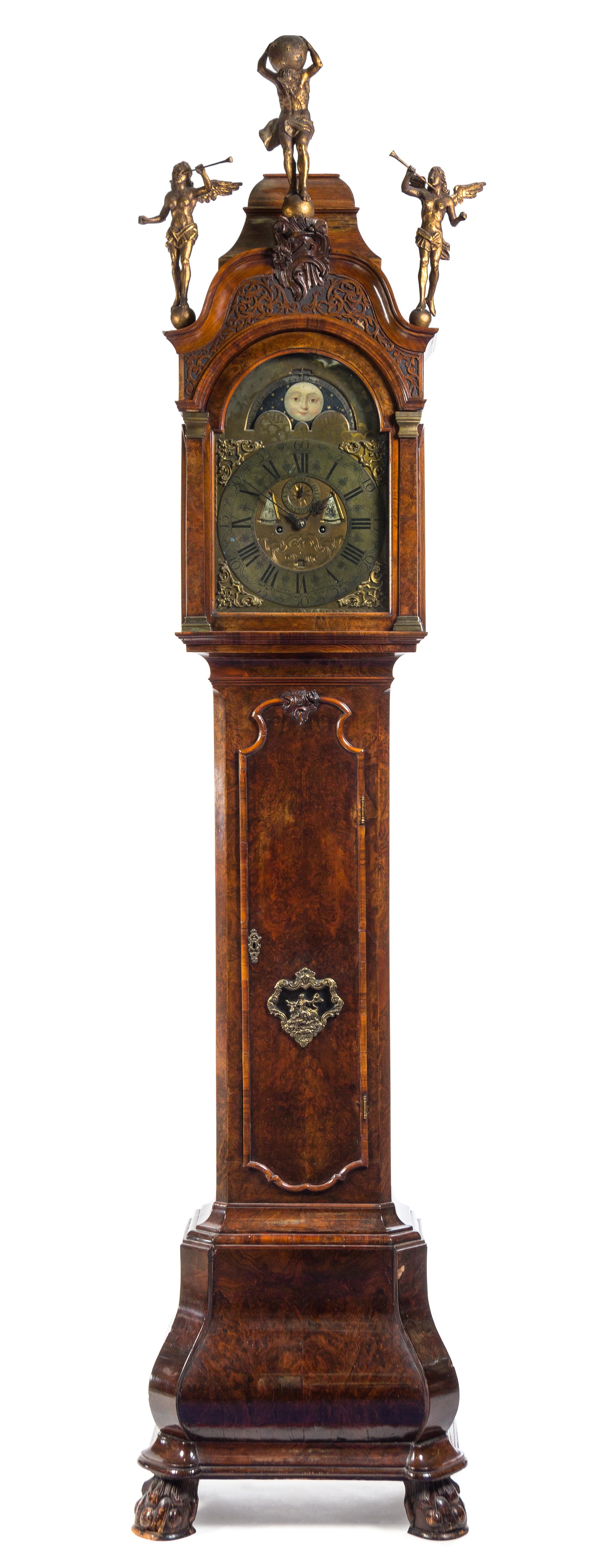 A Dutch Burlwood Tall Case Clock Height 100 1/2 inches. — TAPPE EN HOFFMAN, AMSTERDAM, 18TH CENTURY