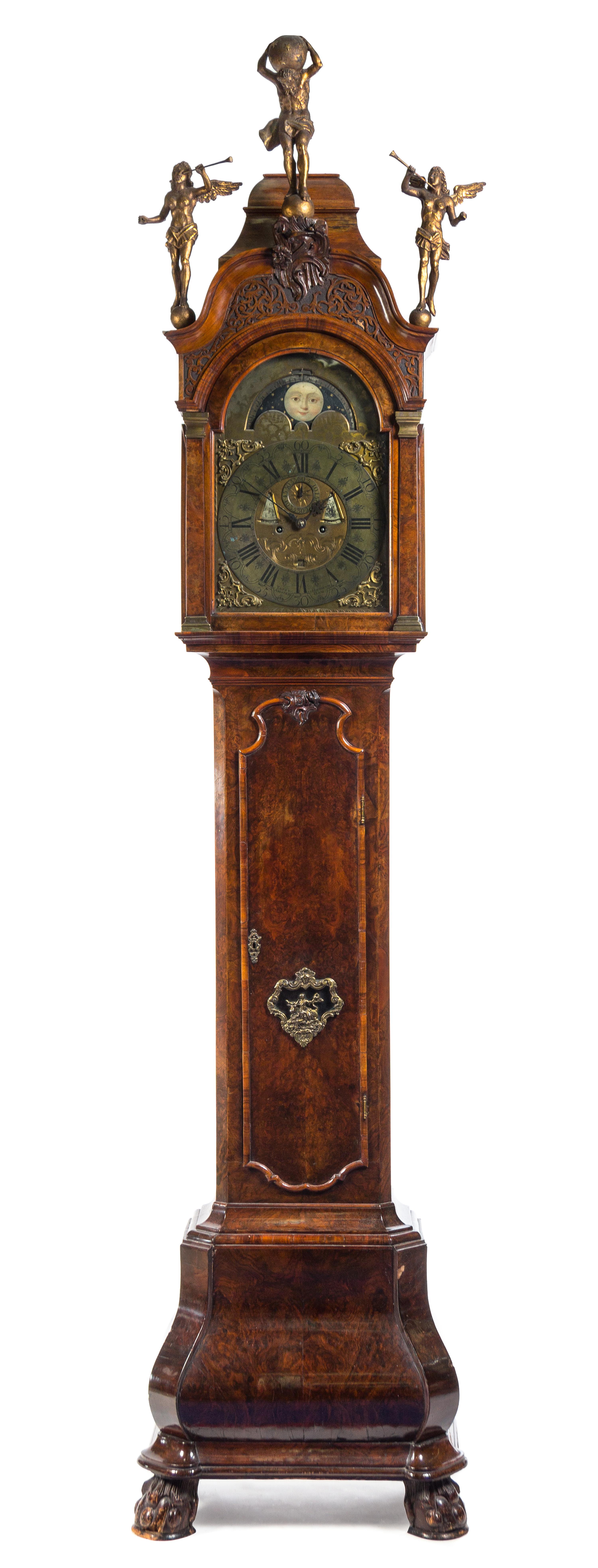 A Dutch Burlwood Tall Case Clock Height 100 1/2 inches. — TAPPE EN HOFFMAN, AMSTERDAM, 18TH CENTURY