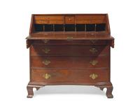 A Chippendale Cherry Oxbow Slant-Front Desk