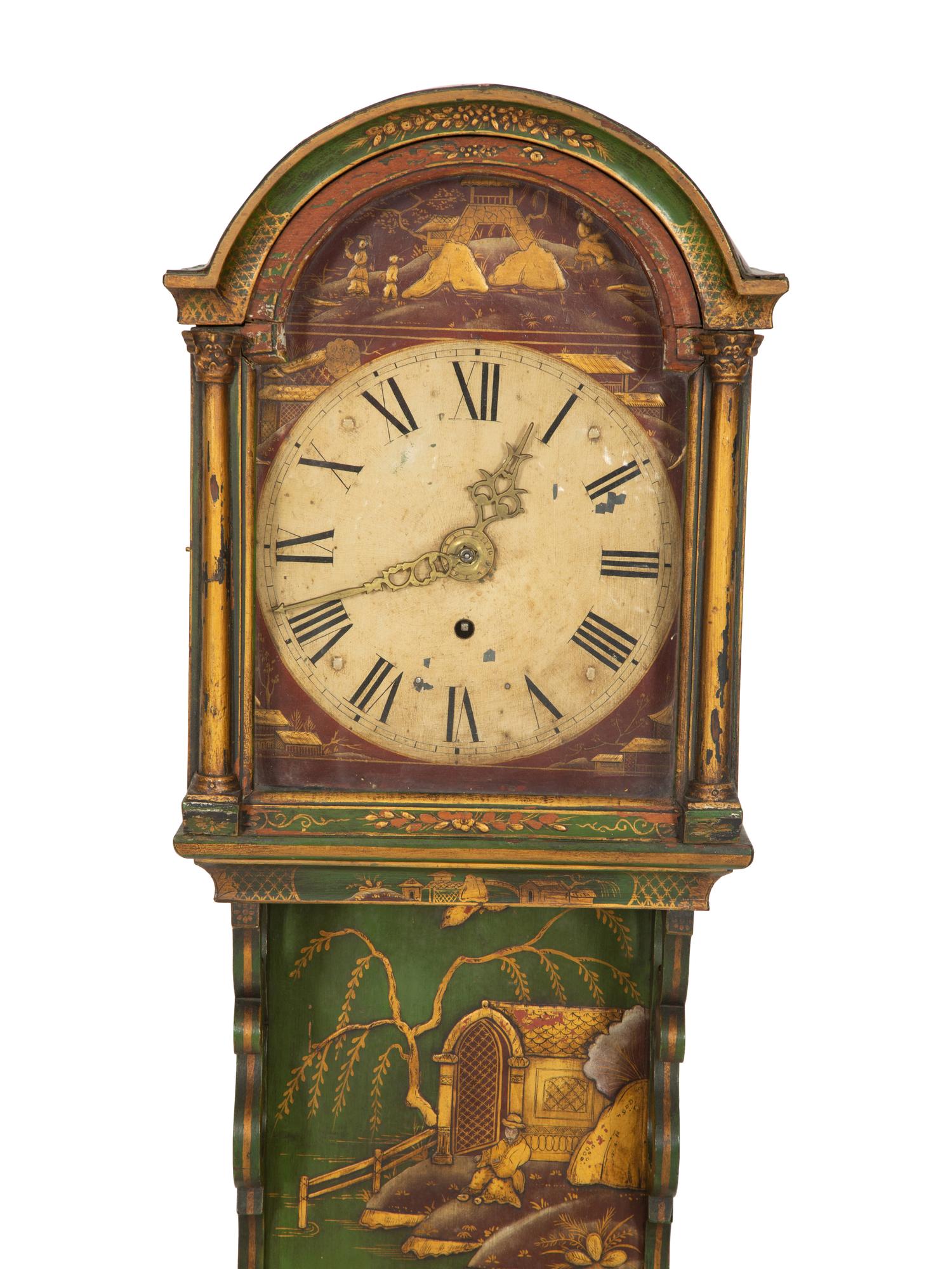 A Regency Green-Japanned Wall Clock