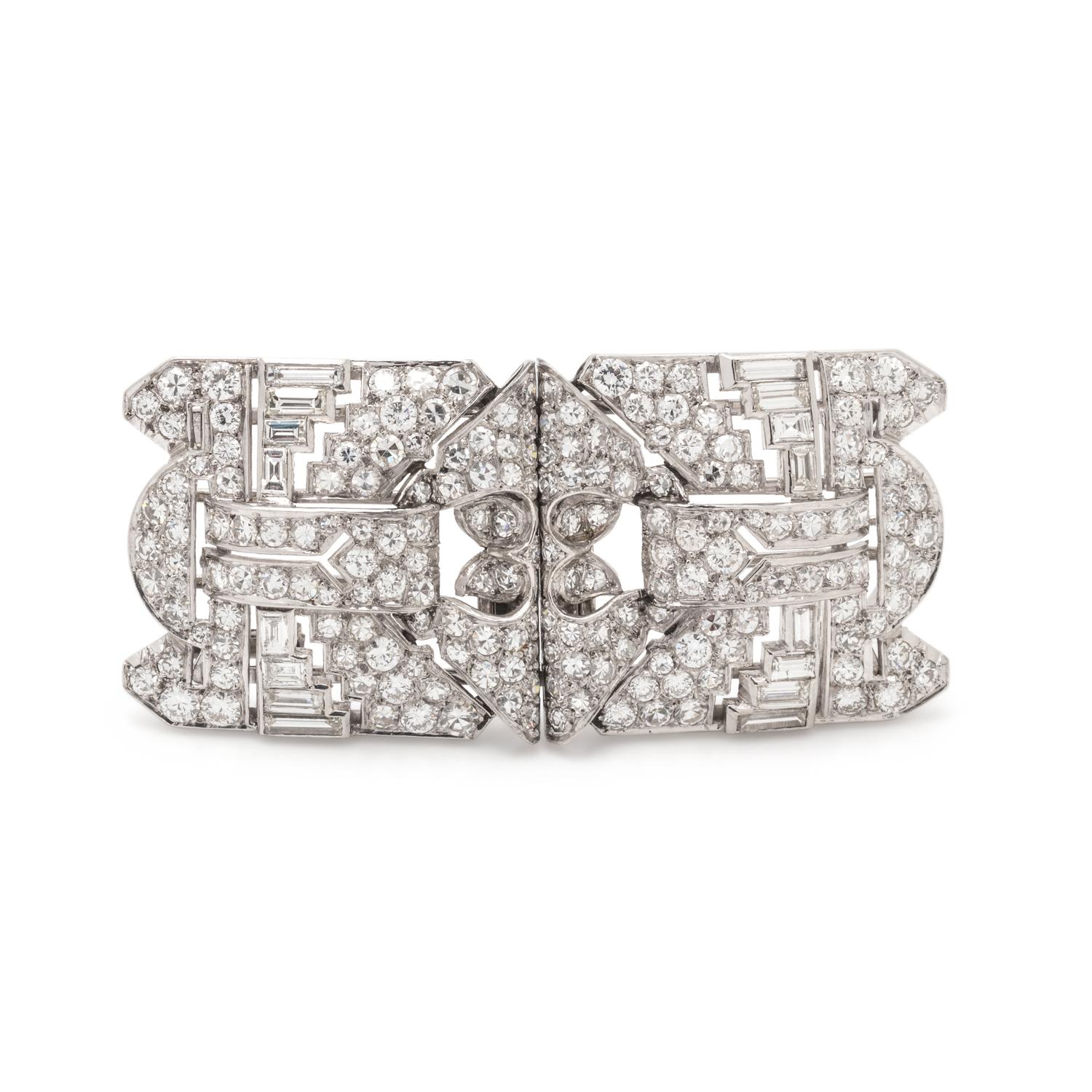 DIAMOND DOUBLE CLIP BROOCH