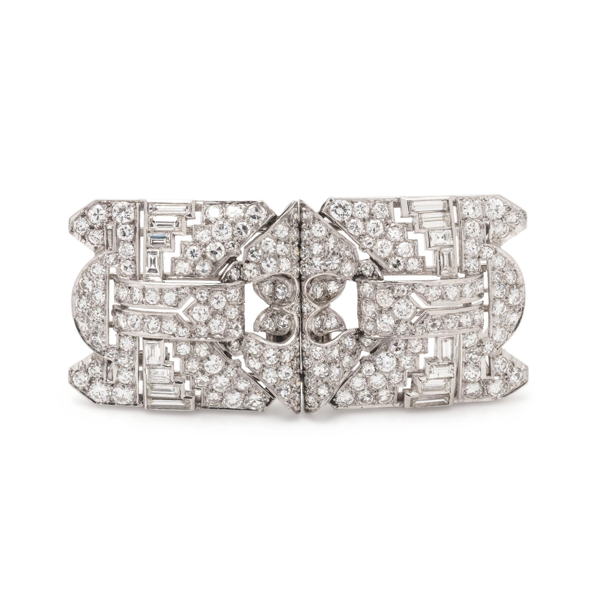 DIAMOND DOUBLE CLIP BROOCH