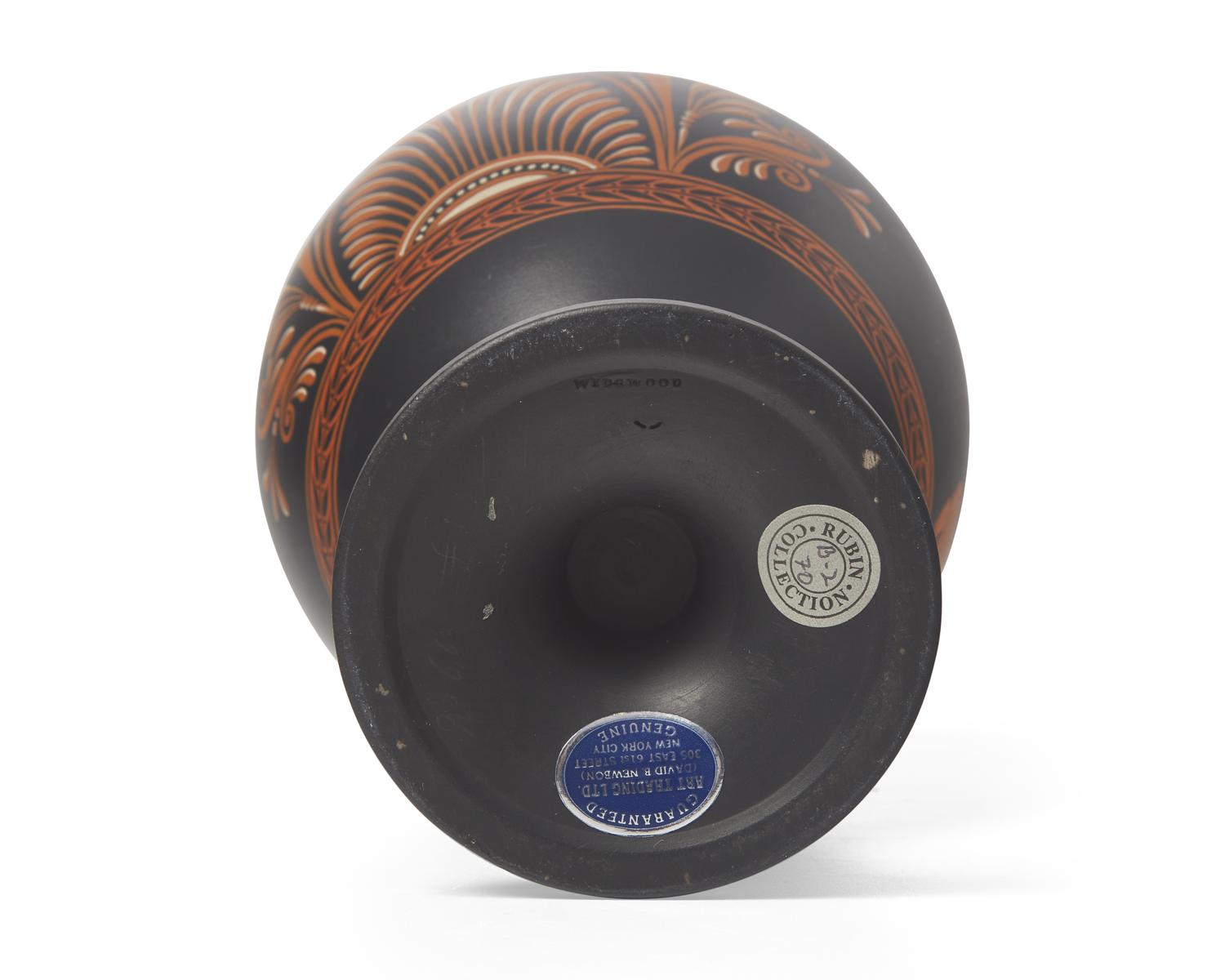 A Wedgwood Encaustic Decorated Black Basalt Vase