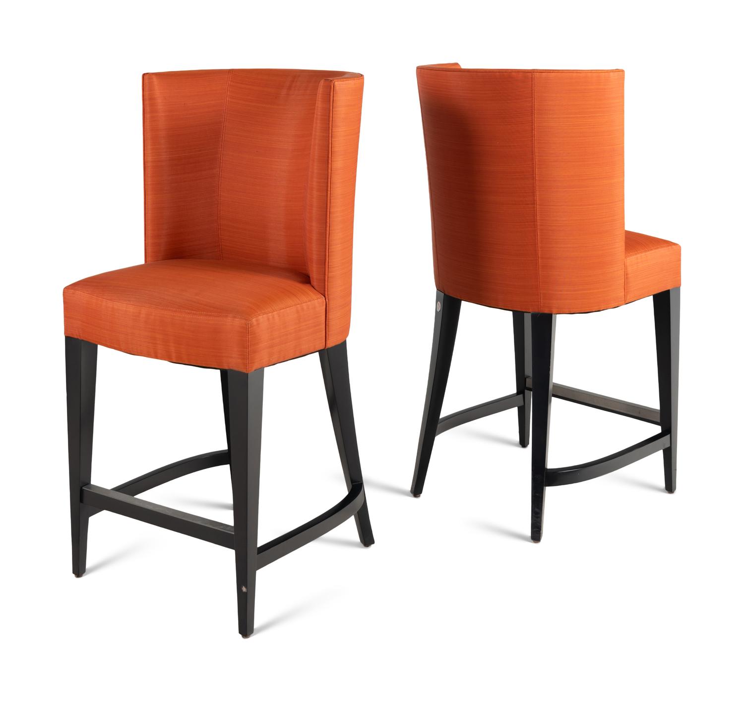 A Set of Three Holly Hunt High-Back Counter Stools