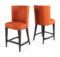 A Set of Three Holly Hunt High-Back Counter Stools