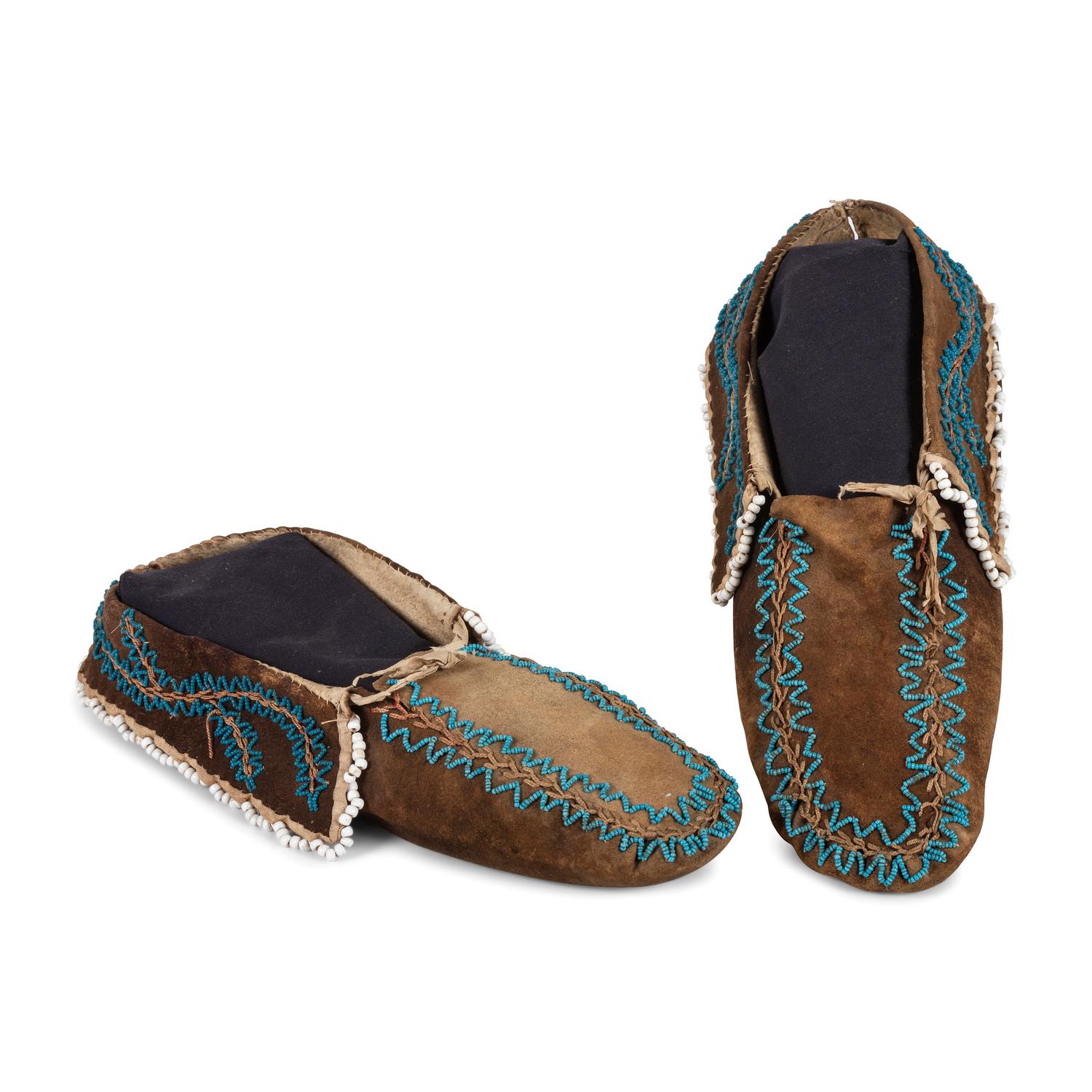 Huron and Haudenosaunee Beaded Hide Moccasins