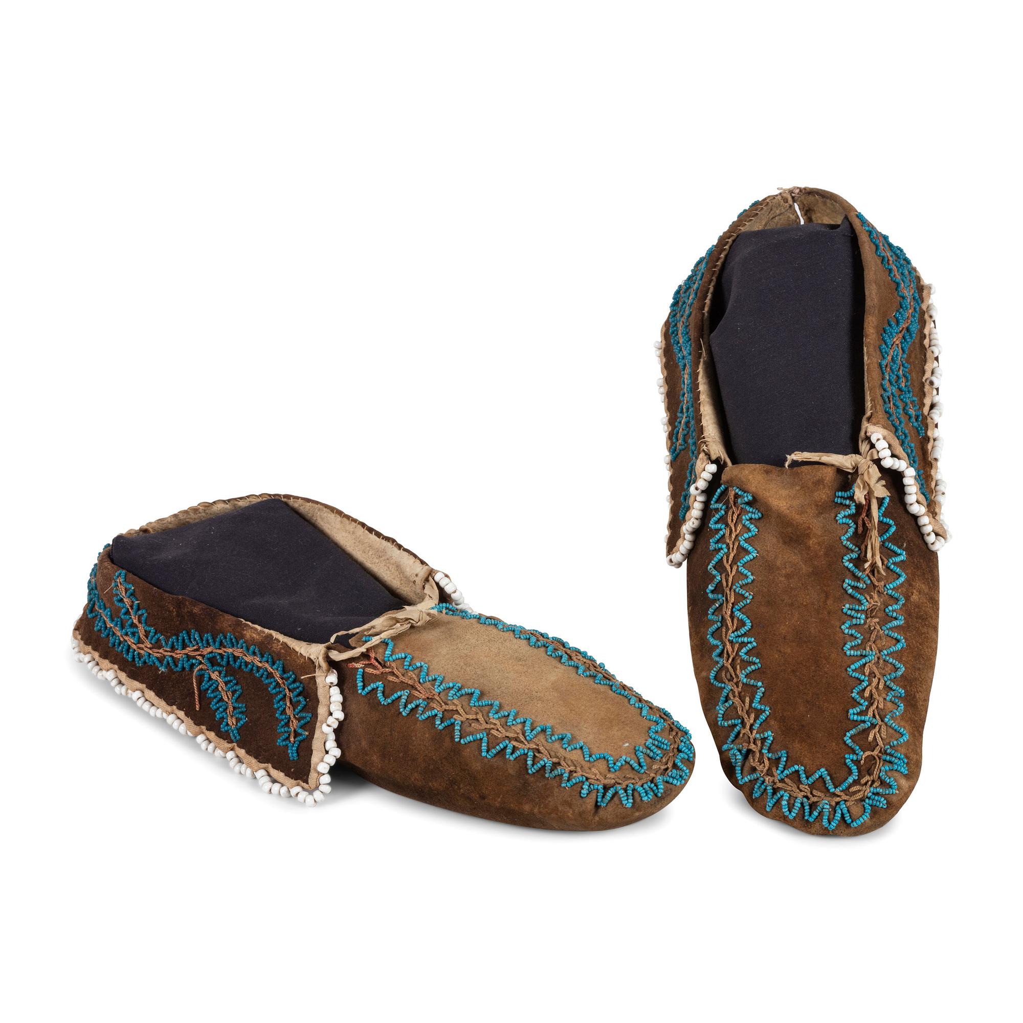 Huron and Haudenosaunee Beaded Hide Moccasins