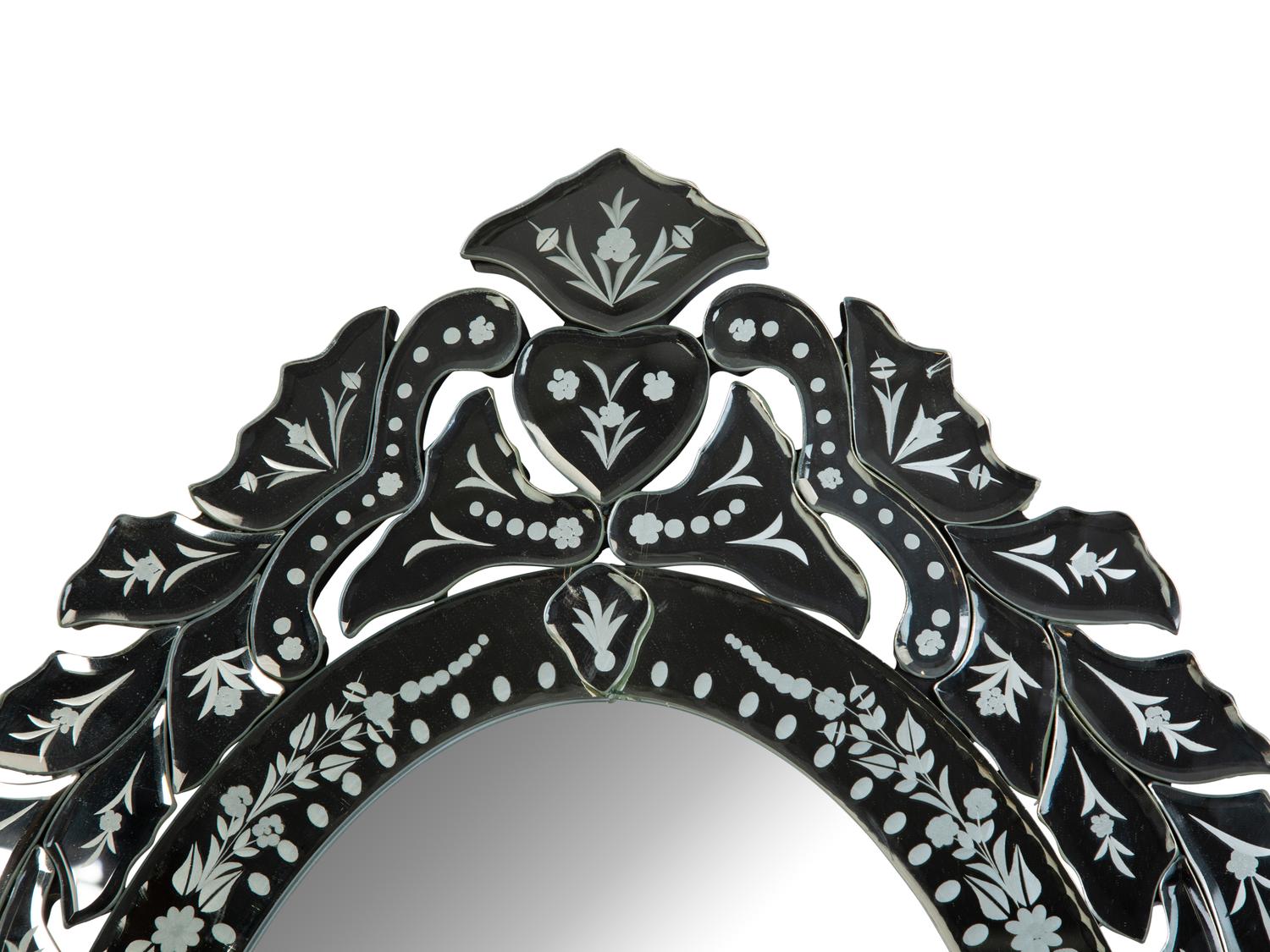 A Venetian Style Etched Glass Oval Dressing Mirror — 20TH/21ST CENTURY