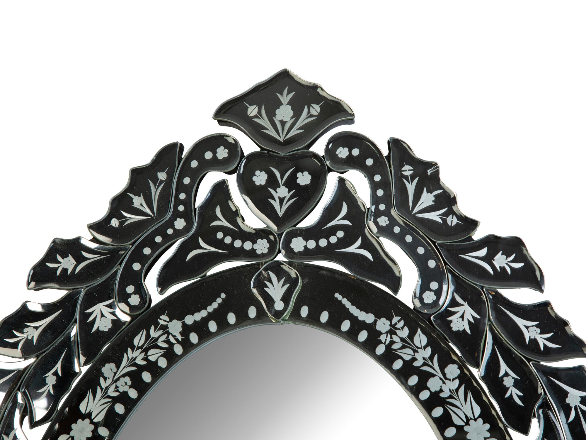 A Venetian Style Etched Glass Oval Dressing Mirror — 20TH/21ST CENTURY
