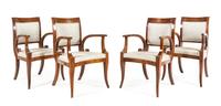 A Set of Four Italian Mahogany Armchairs Height 36 1/2 x width 24 x depth 24 inches. — LUCCA, EARLY 19TH CENTURY