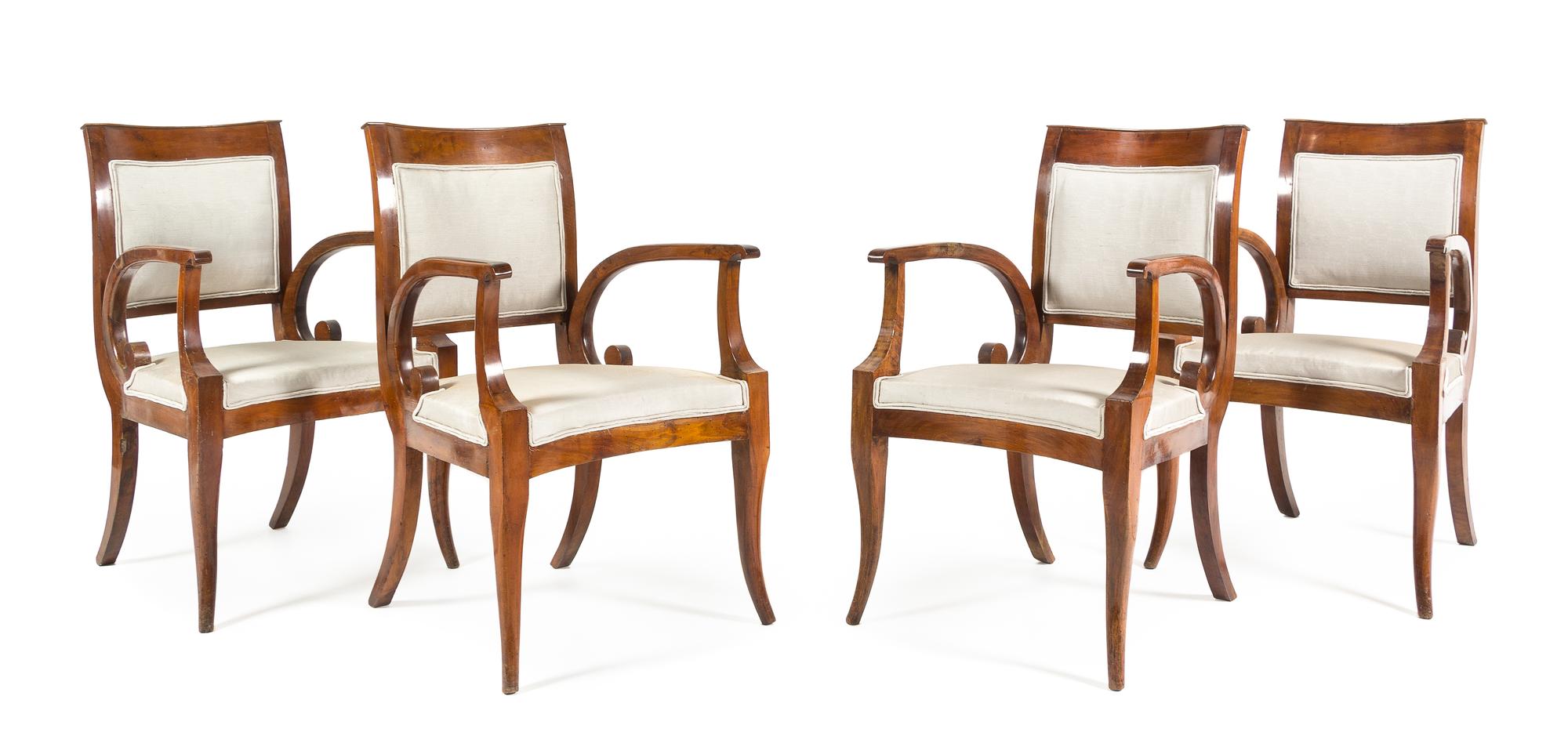 A Set of Four Italian Mahogany Armchairs Height 36 1/2 x width 24 x depth 24 inches. — LUCCA, EARLY 19TH CENTURY