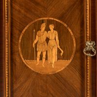 An Italian Neoclassical Style Bookmatch Veneered and Marquetry Cabinet