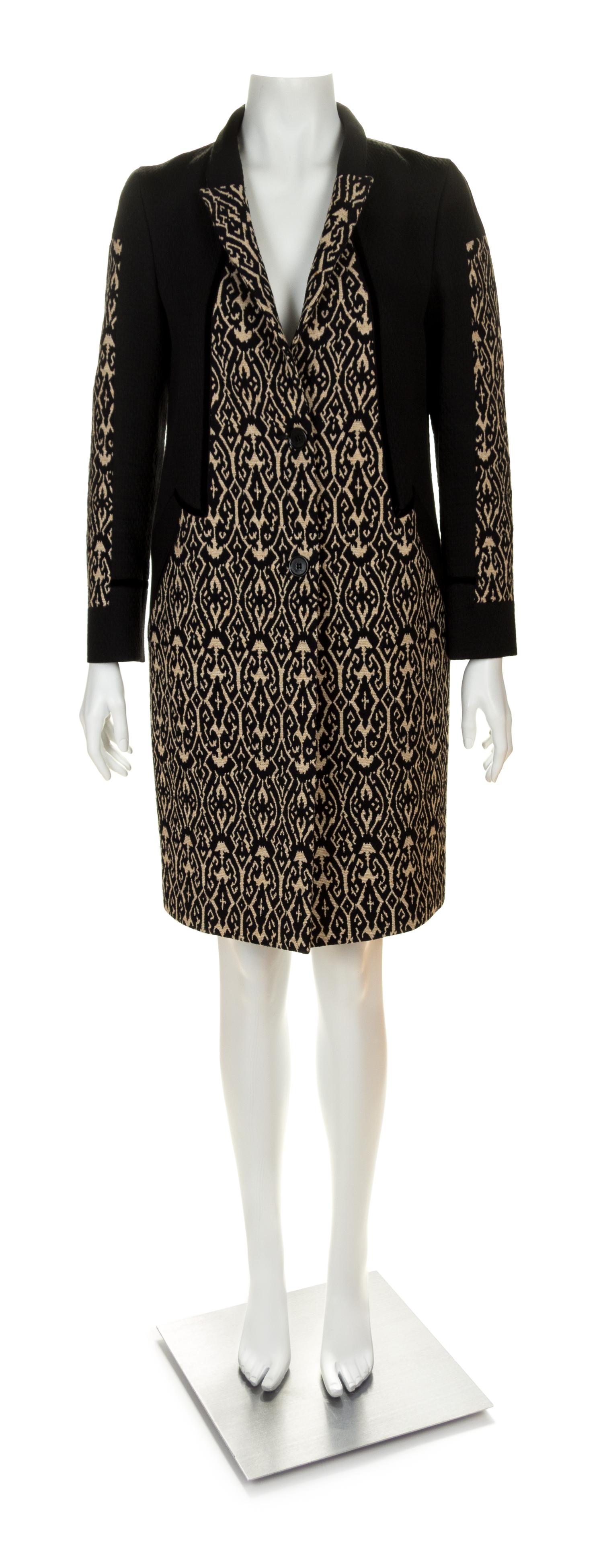 An Etro Black Pattern Coat Size 42.