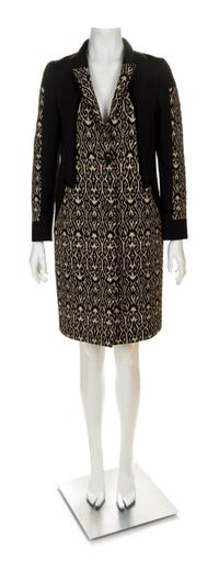 An Etro Black Pattern Coat Size 42.
