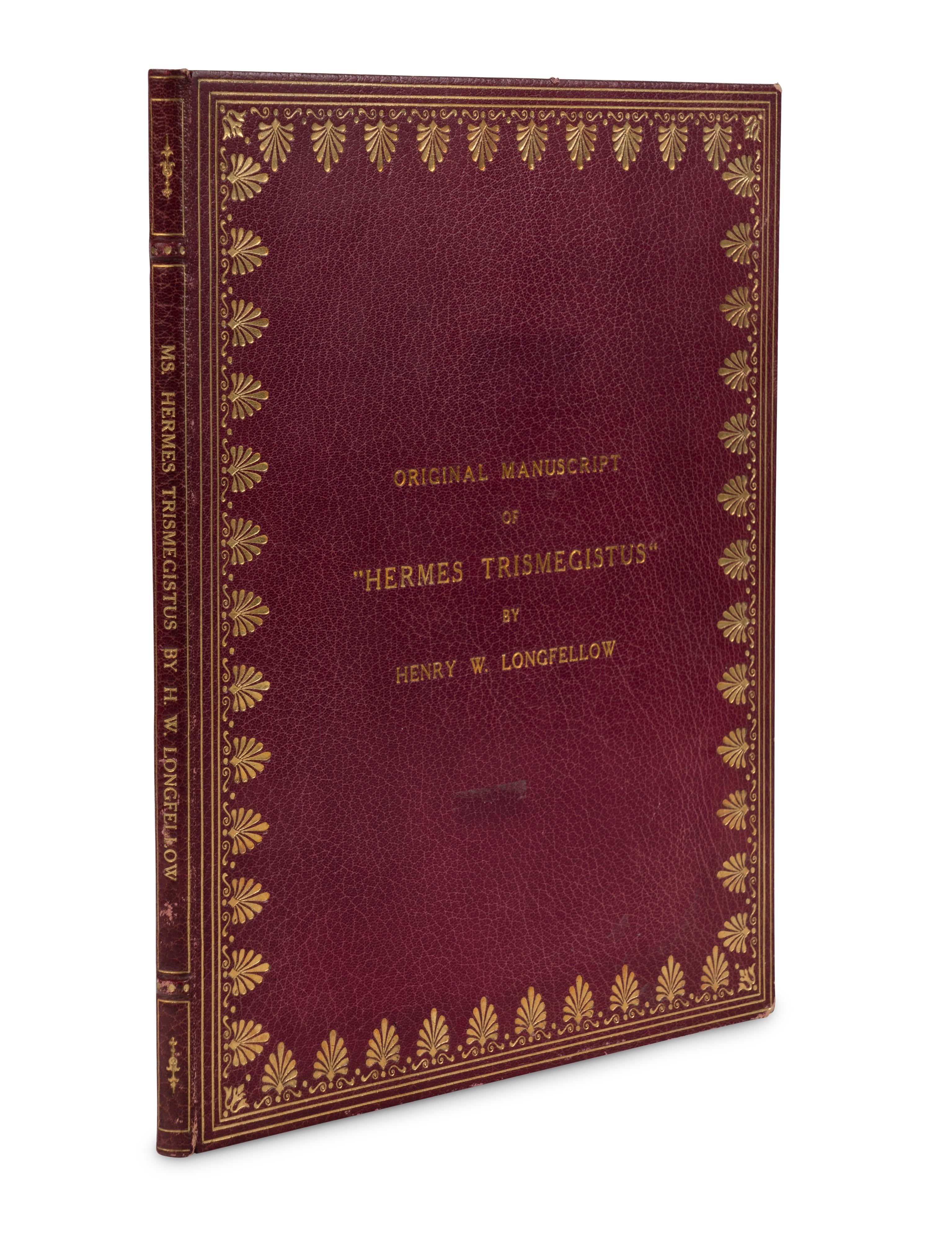 LONGFELLOW, Henry Wadsworth (1807-1882). Autograph poetic manuscript signed ("Henry W. Longfellow"), the printer's fair copy of "Hermes Trismegistus", Cambridge, MA, January 1882.