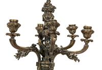 A Pair of French Silvered Bronze Six-Light Candelabra
