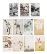 [EARLY PHOTOGRAPHY]. A collection of CDVs, cabinet cards, and real photo postcards, highlighted by a view of Seth Kinman's chair, an occupational view of women at work, views of young men prior to enlisting in the Civil War, and portraiture.