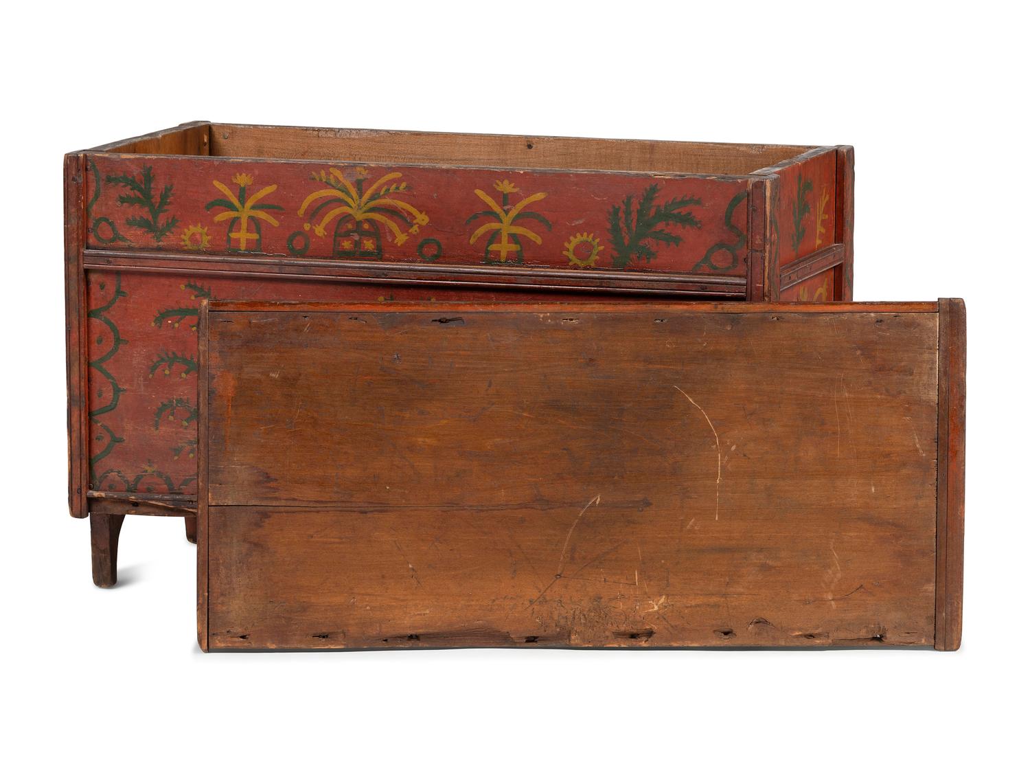 An African American Painted Cherrywood Blanket Chest