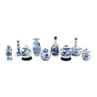 A Collection of Chinese Export Blue and White Porcelain Vases and Jars