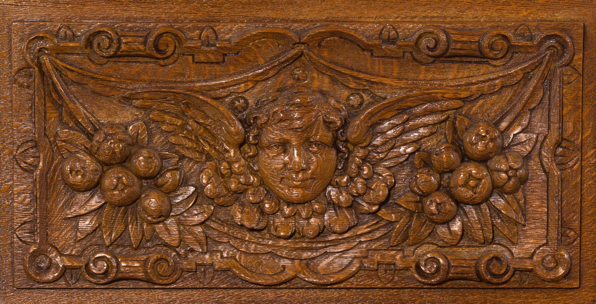 A Renaissance Revival Carved Walnut Hall Bench in the Manner of R.J. Horner