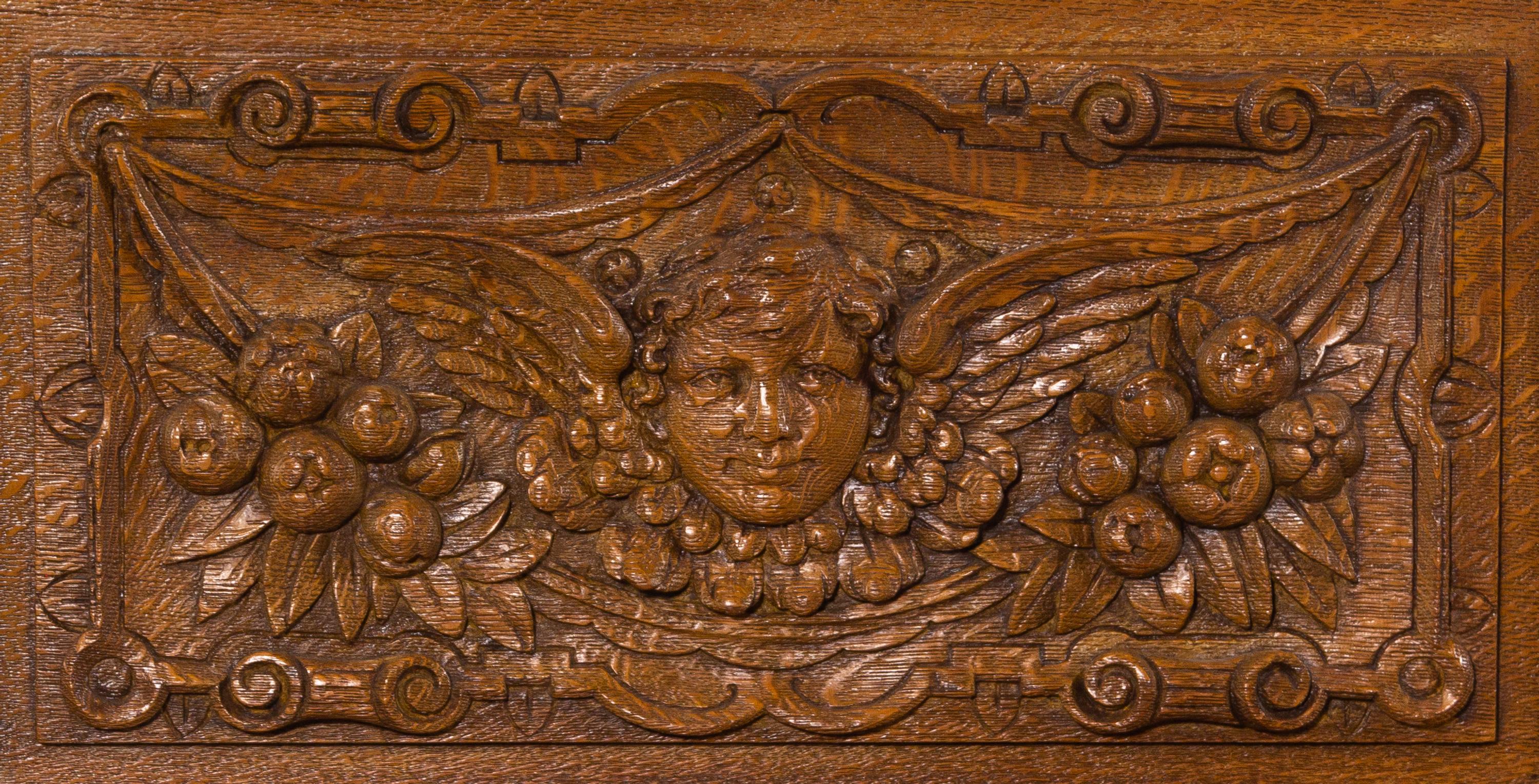 A Renaissance Revival Carved Walnut Hall Bench in the Manner of R.J. Horner