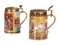 Two Continental Porcelain Tankards
