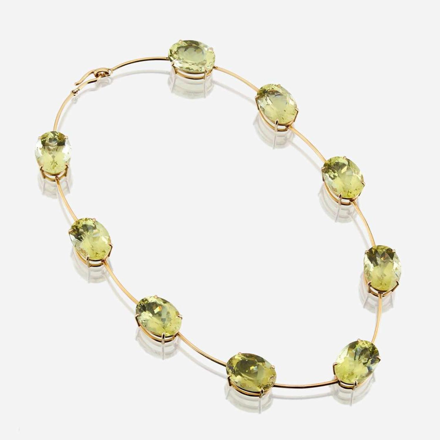 A citrine and eighteen karat gold necklace